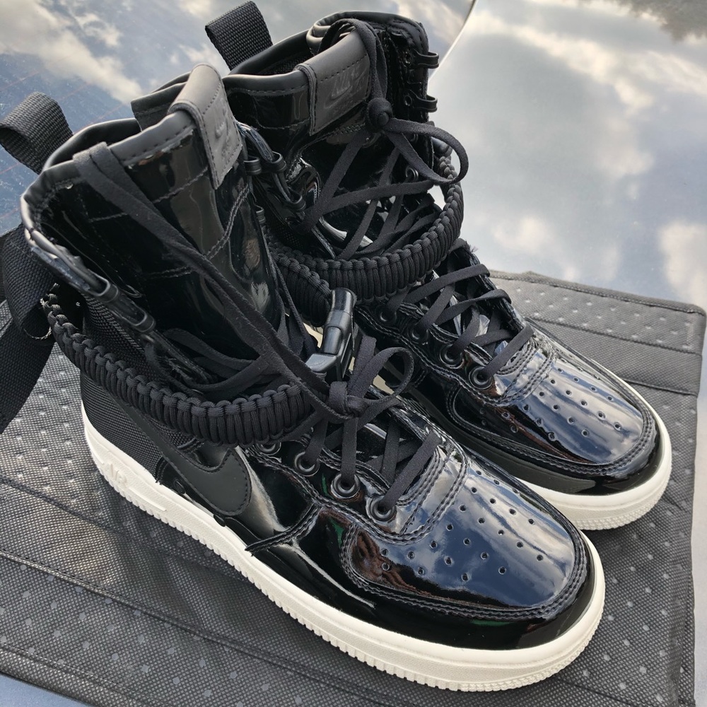 Nike Air Force 1 SF ...Black Patent AJ0963-001 AF1
